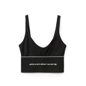 Alexander Wang Logo Elastic Bra in Ribbed Jersey